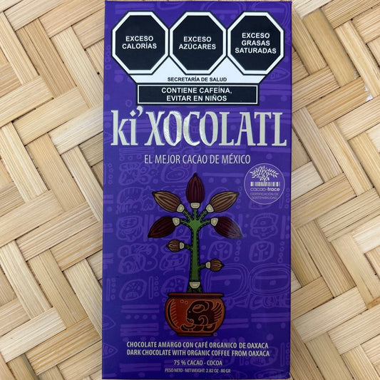 Semi-Bitter Chocolate infused with Organic Oaxacan Coffee 75% cacao, 80g