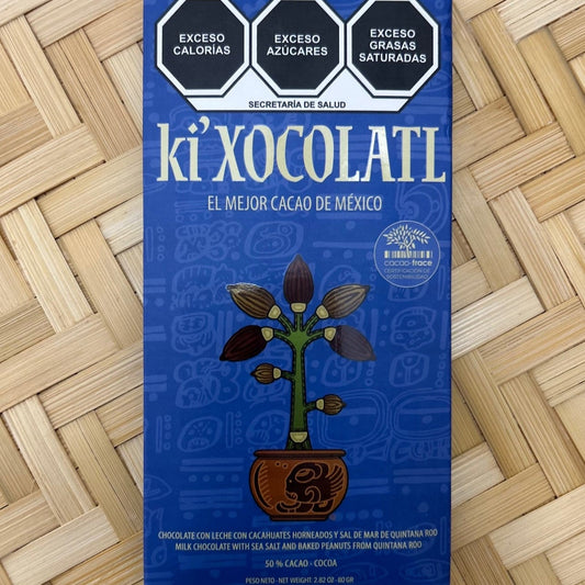 Chocolate with milk, roasted peanuts and sea salt from Quintana Roo 50% cacao, 80g