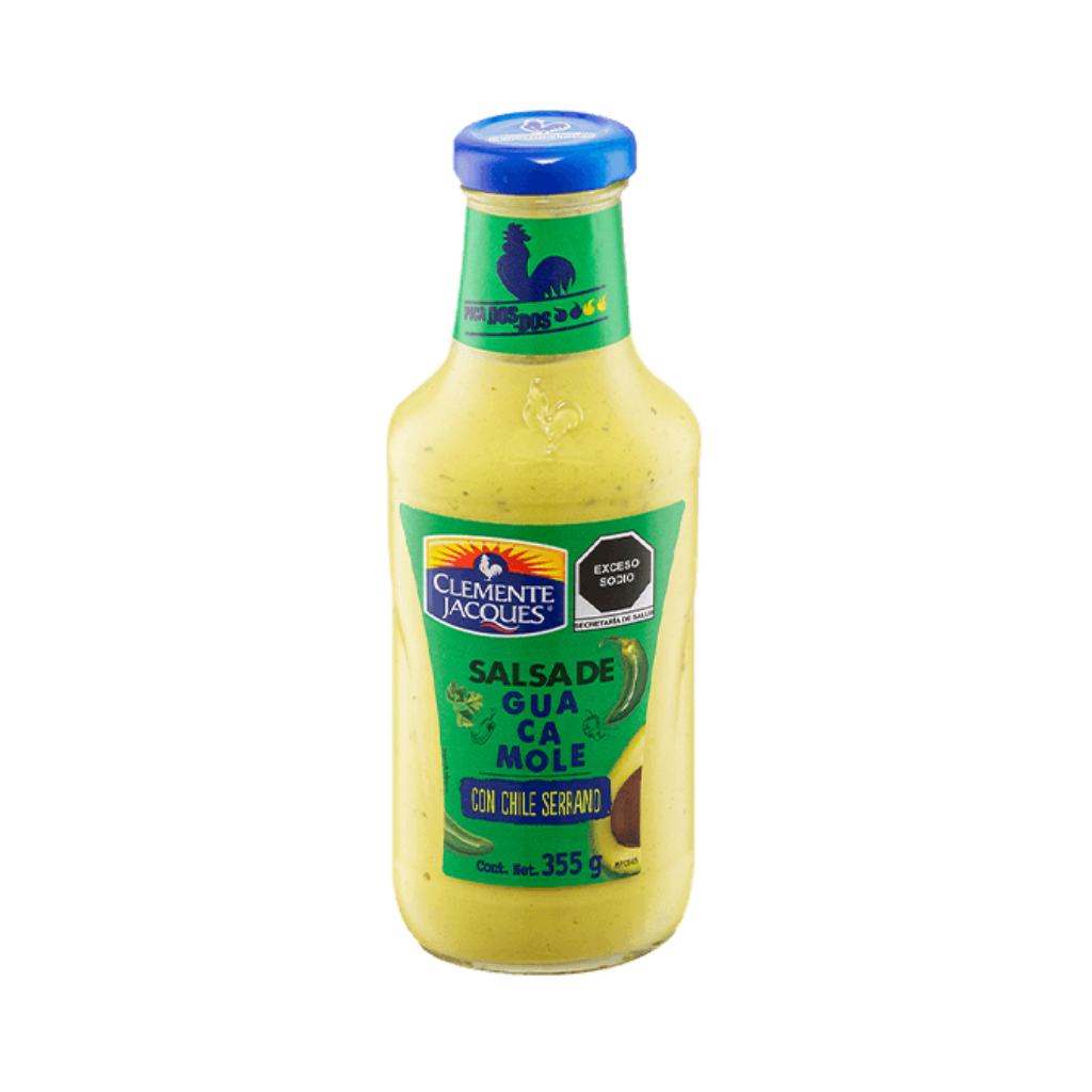 Guacamole sauce with serrano chili, 355g. Mild spicy.